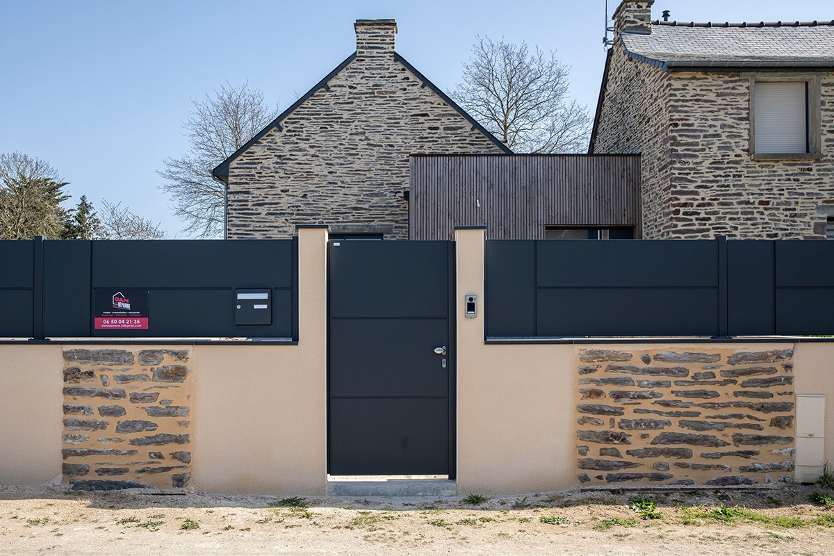 Portillon alu gamme Quadra modèle P3 - RAL7016