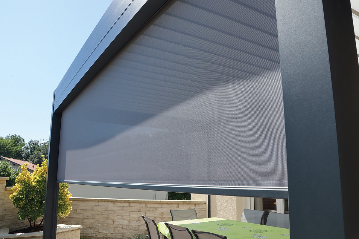 Pergola bioclimatique adossée gamme Signature - RAL7016