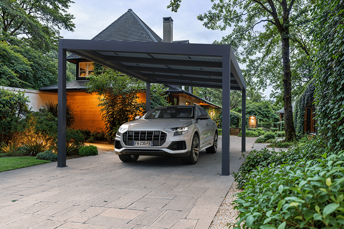 Carport photovoltaïque autoporté gamme Optimo - RAL7016